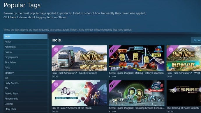 Valve updates tag system on Steam for better game discoverability